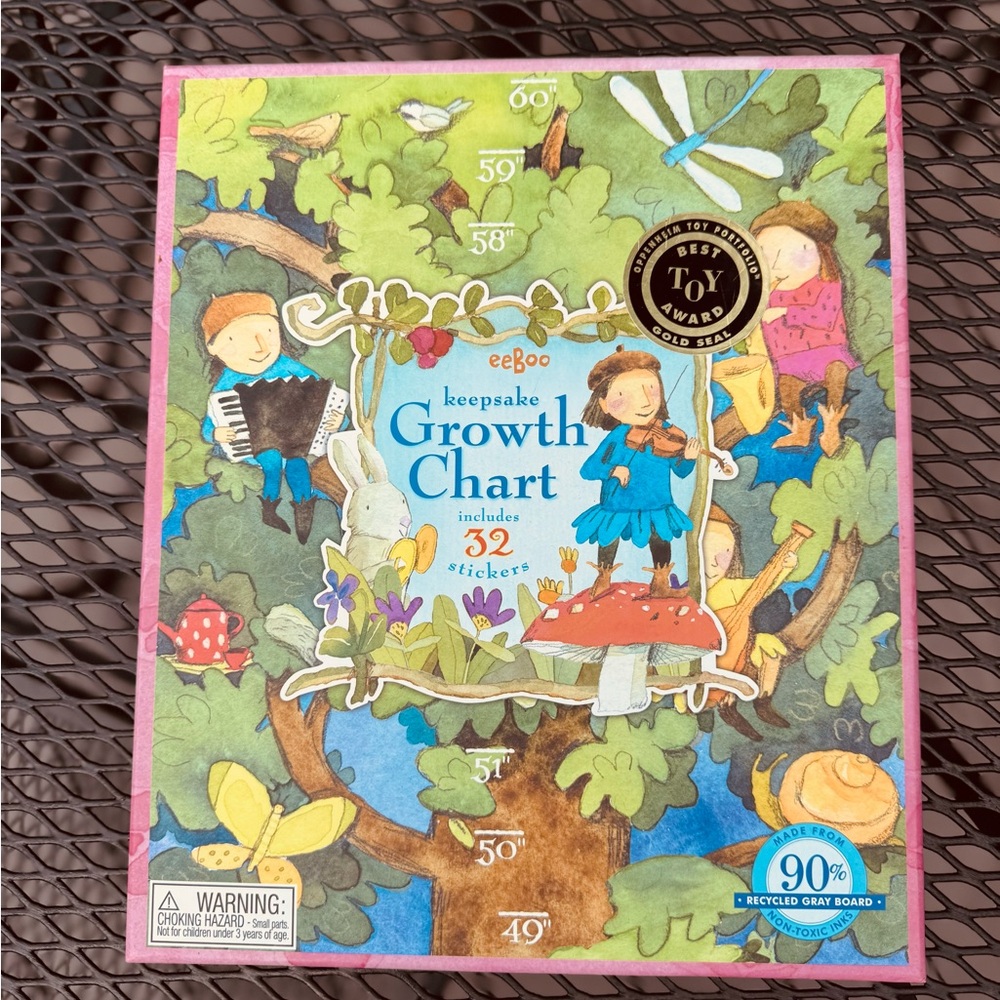 eeBoo Growth Chart, woodland, mushrooms, animals